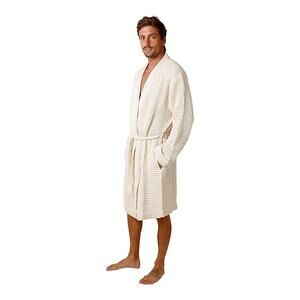 Happy Place Small Cozy Waffle Knit Herringbone w Pockets Luxury Spa Bathrobe